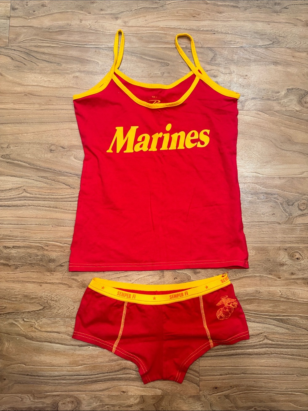 Rothco Red Tank Top & Briefs Set with Yellow Trim